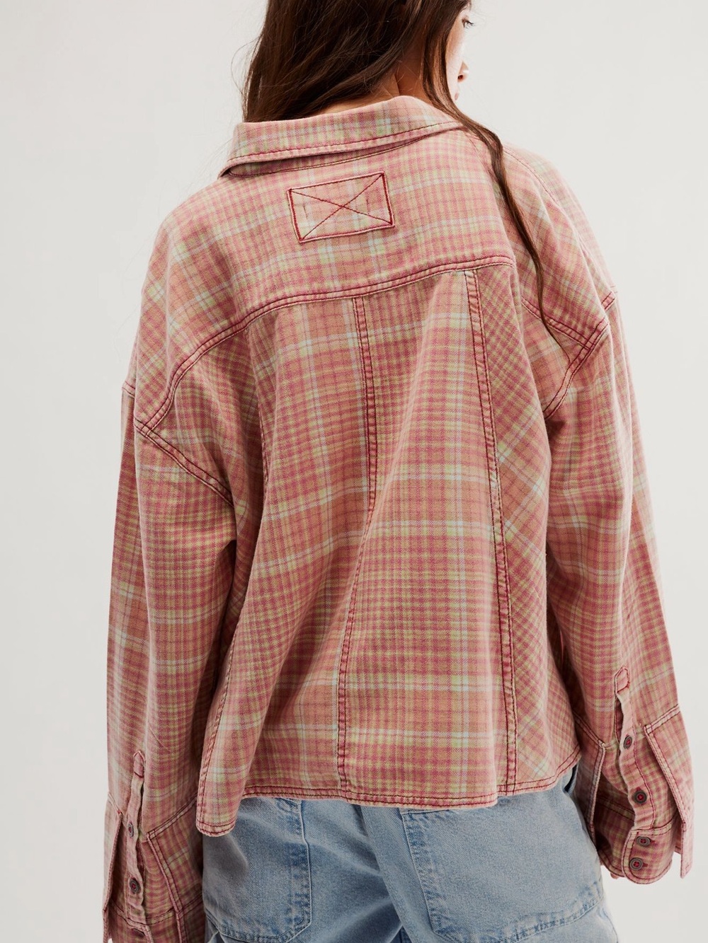 Free people We The Free Remade Plaid Top. Size XL brand new w/tags - Picture 2 of 7